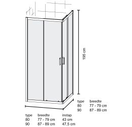 Douchecabine Cilo hoekinstap 80 cm